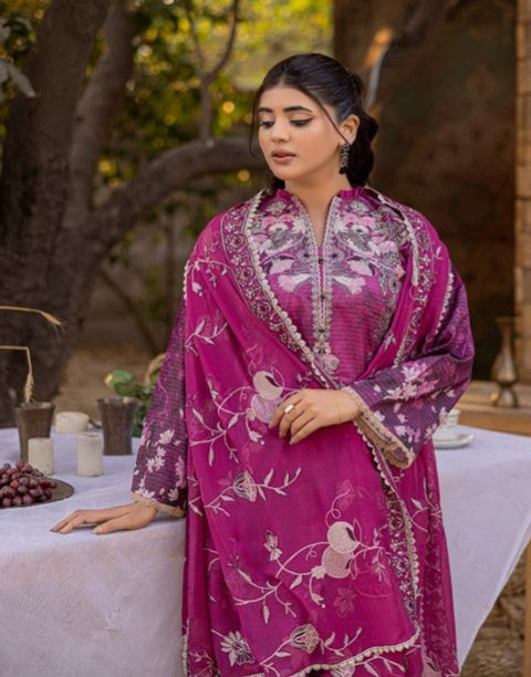 D-1738 3-PCS Embroidered Lawn