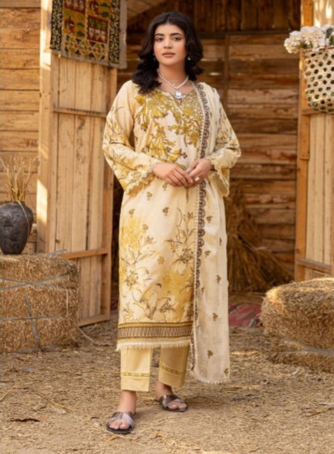 D-1731 3-PCS Embroidered Lawn.