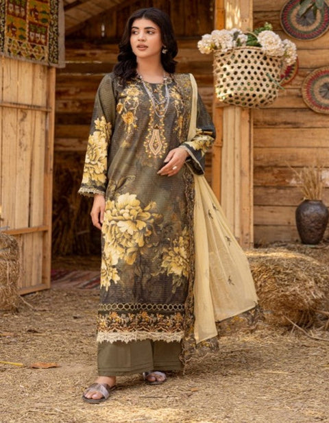 D-1732 3-PCS Embroidered Lawn