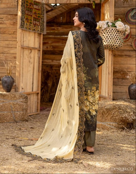 D-1732 3-PCS Embroidered Lawn