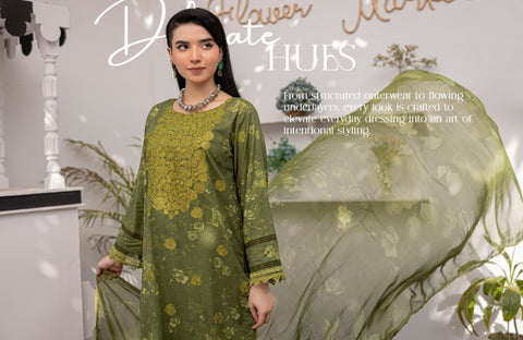 D-1874 3-PCS Embroidered Lawn Collection