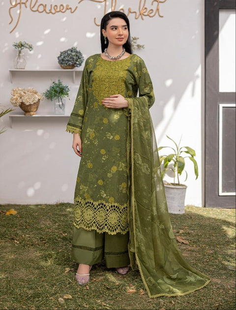 D-1874 3-PCS Embroidered Lawn Collection