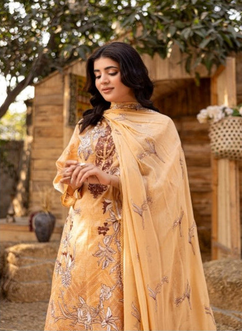 D-1734 3-PCS Embroidered Lawn.