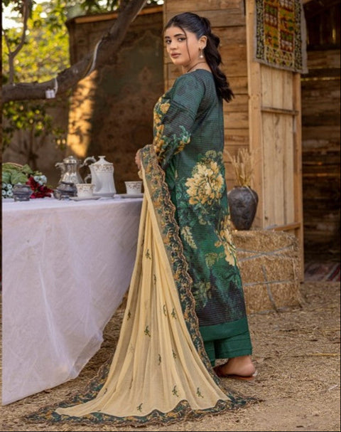 D-1737 3-PCS Embroidered Lawn