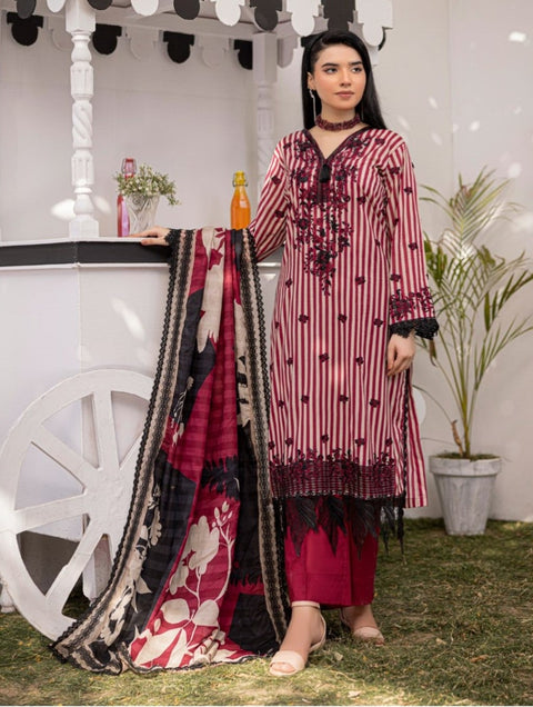 D-1876 3-PCS Embroidered Lawn Collection