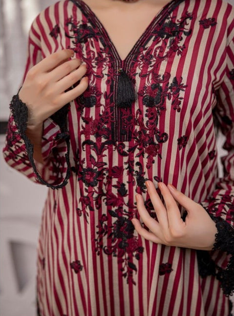 D-1876 3-PCS Embroidered Lawn Collection