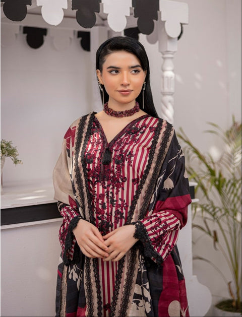 D-1876 3-PCS Embroidered Lawn Collection