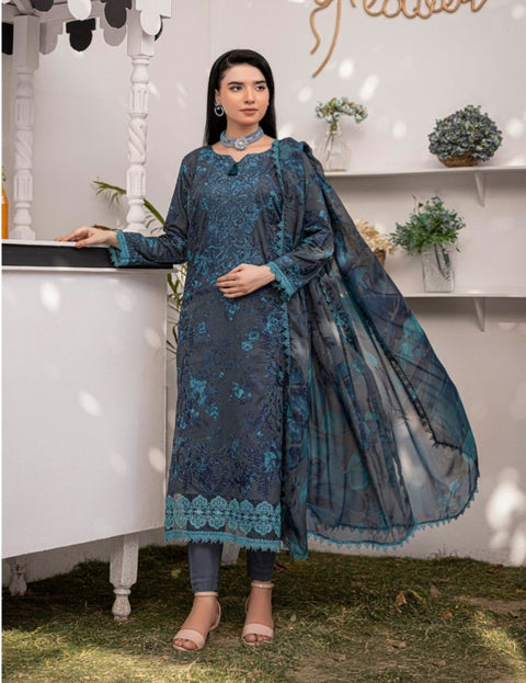 D-1877 3-PCS Embroidered Lawn Collection