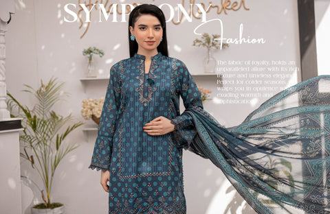 D-1873 3-PCS Embroidered Lawn Collection