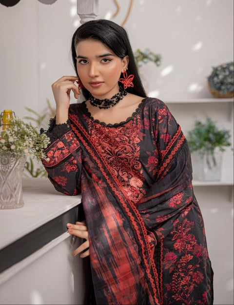 D-1872 3-PCS Embroidered Lawn Collection