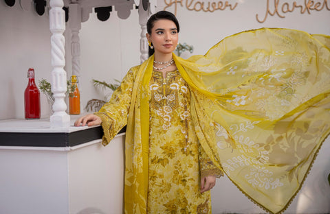 D-1879 3-PCS Embroidered Lawn Collection