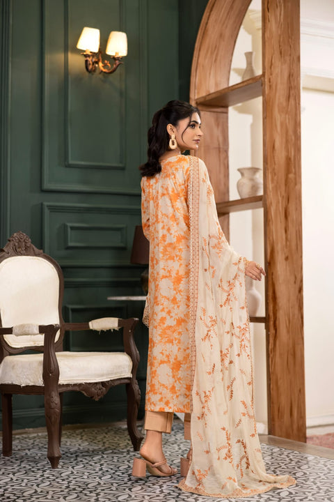 D-2238 | 3Pcs Embroidered Lawn