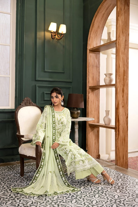 D-2237 | 3Pcs Embroidered Lawn