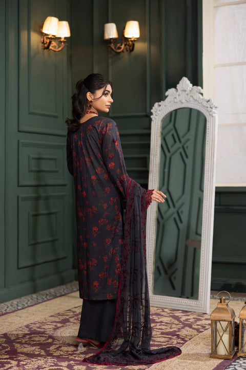 D-2240 | 3Pcs Embroidered  Lawn