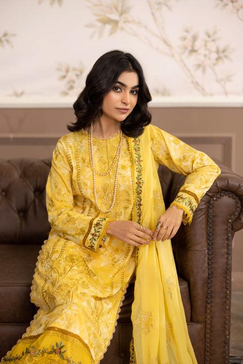 D-2233 | 3Pcs Embroidered Lawn