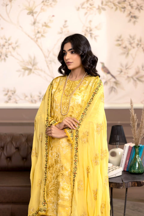 D-2233 | 3Pcs Embroidered Lawn