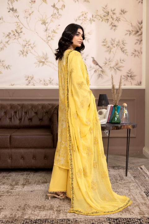 D-2233 | 3Pcs Embroidered Lawn