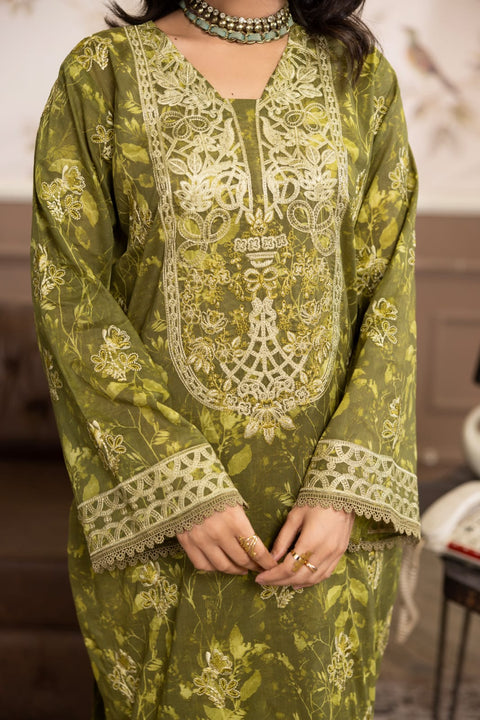 D-2241 | 3Pcs Embroidered Lawn