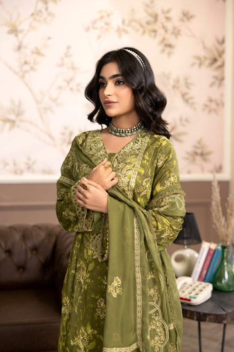 D-2241 | 3Pcs Embroidered Lawn