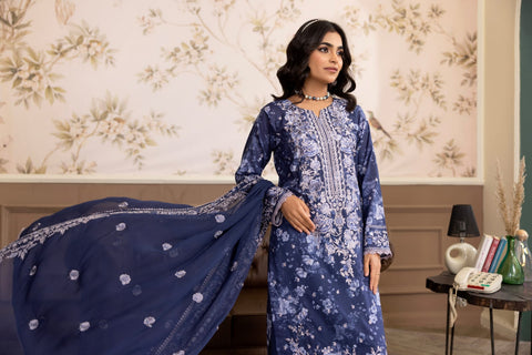 D-2239 | 3Pcs Embroidered Lawn