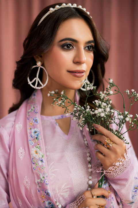 D-2242 | 3Pcs Print Embroidered Lawn