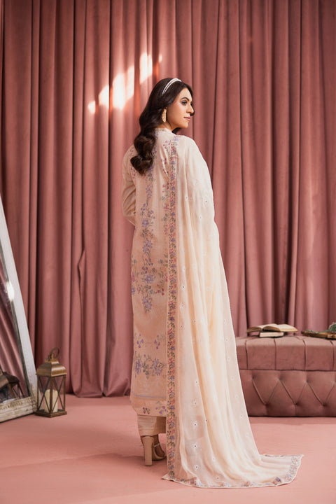 D-2243 | 3 Pcs Print Embroidered Lawn