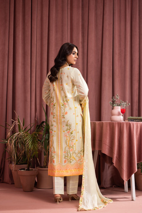 D-2246 | 3Pcs Print Embroidered Lawn