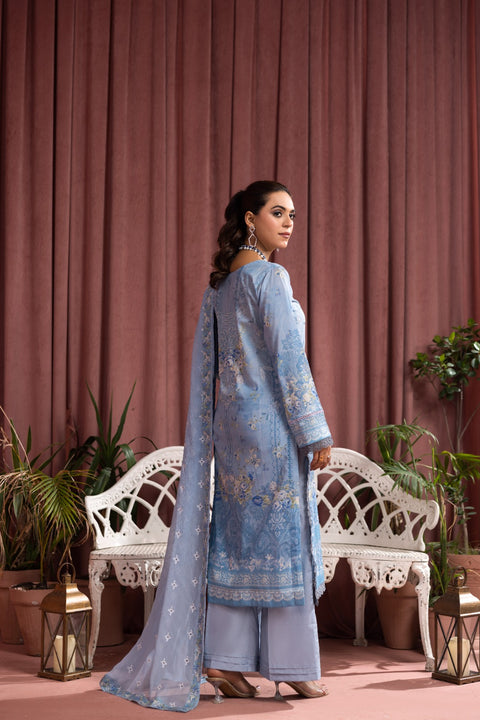D-2248 |3 Pcs Print Embroidered Lawn