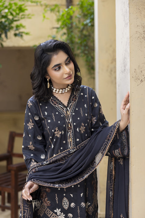 D-2463| 3 Pcs Embriodered Viscose Collection
