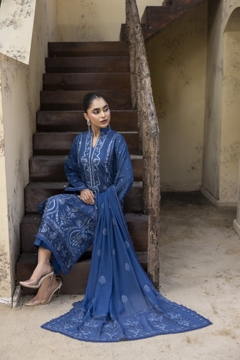 D-2468| 3 Pcs Embriodered Viscose Collection